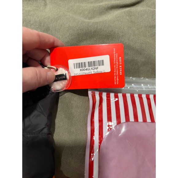 Space Lion Dog Winter Coat L Black & Orange Puffer Jacket With Hood Snap Buttons - Picture 7 of 7